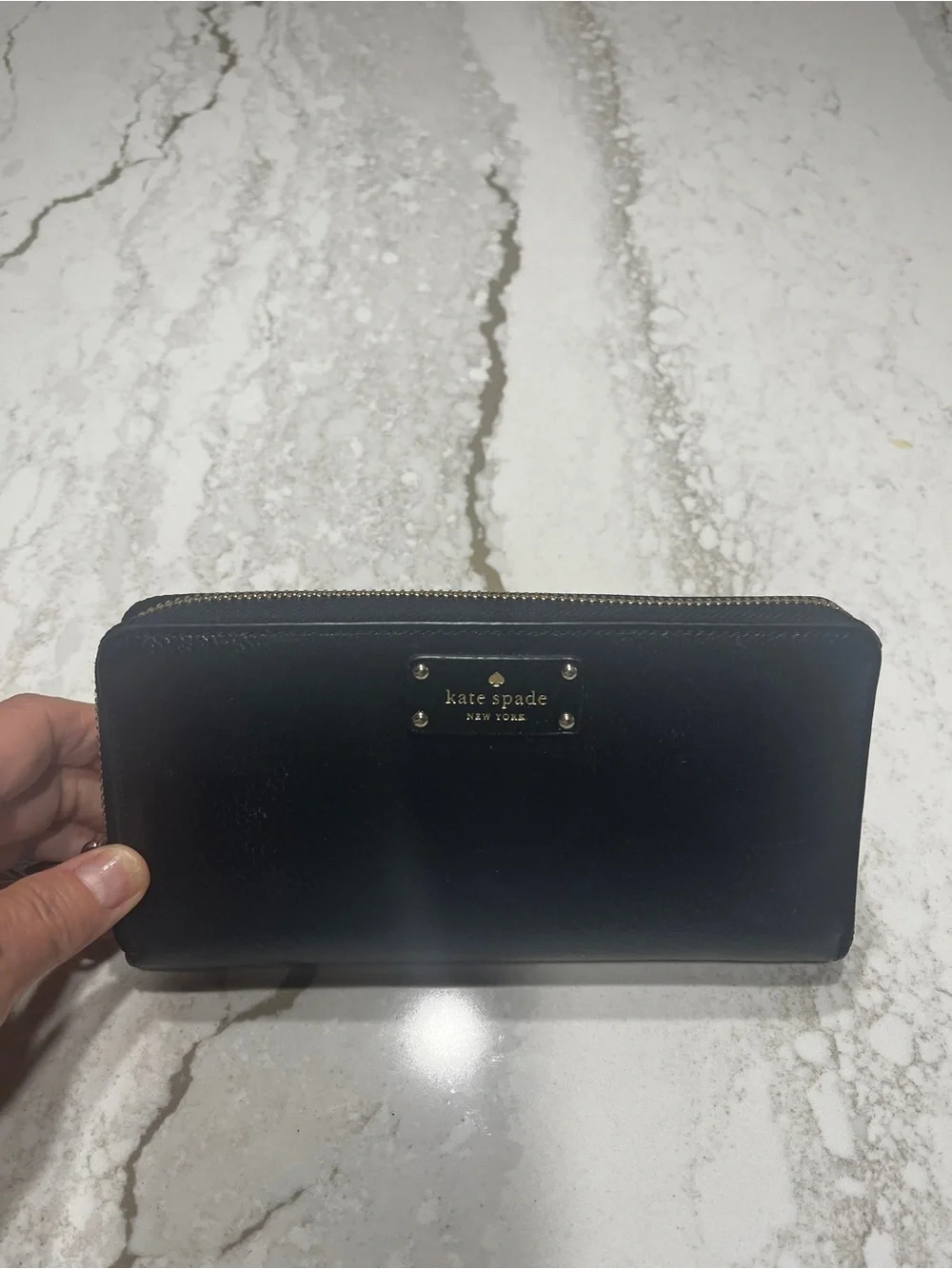 Kate Spade  Black Zip Wallet - Sleek Leather Organizer